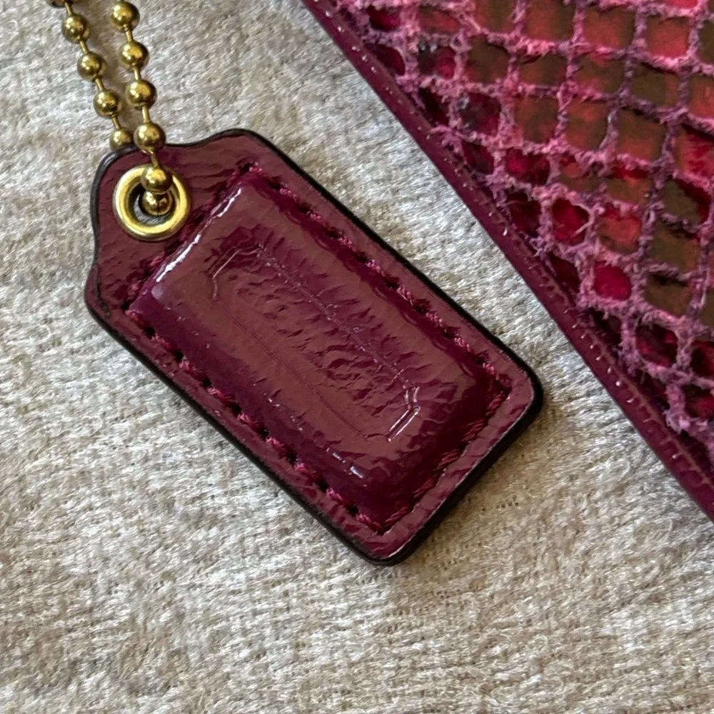 COACH Leather Zippered Wristlet Snakeskin Raspberry Pink Embossed Python Exotic